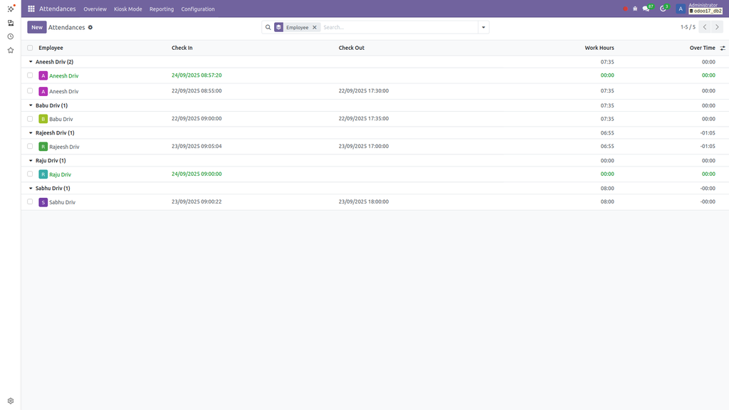 Odoo Attendance Screenshot