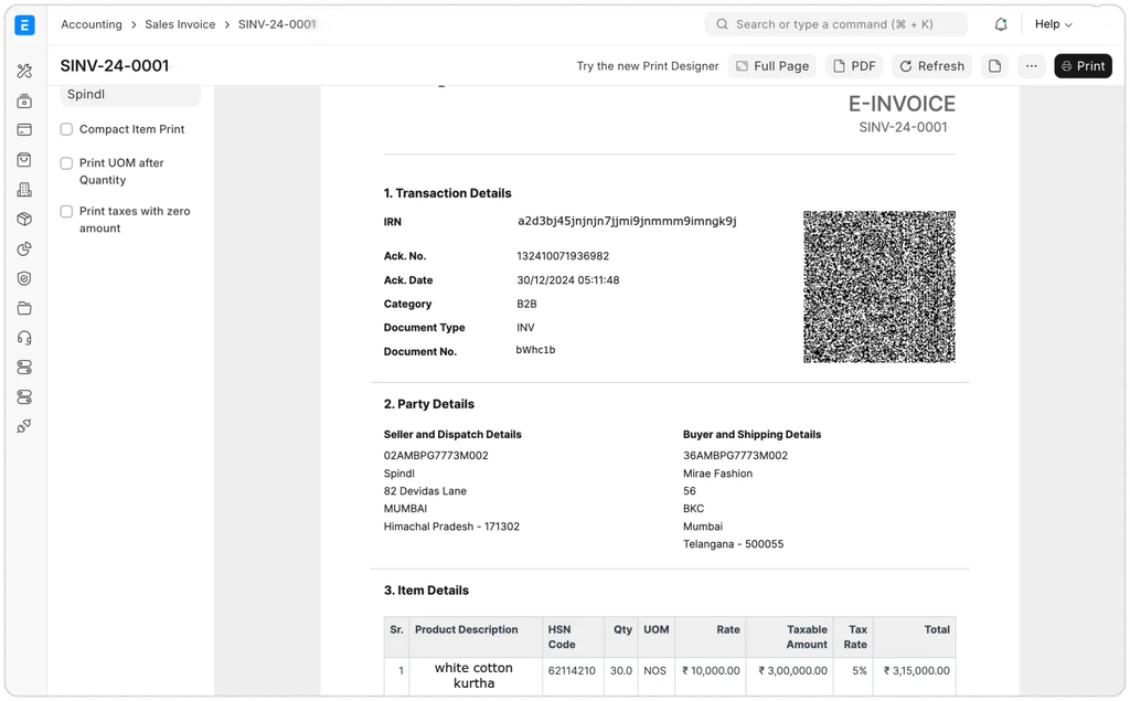Invoicing Screenshot
