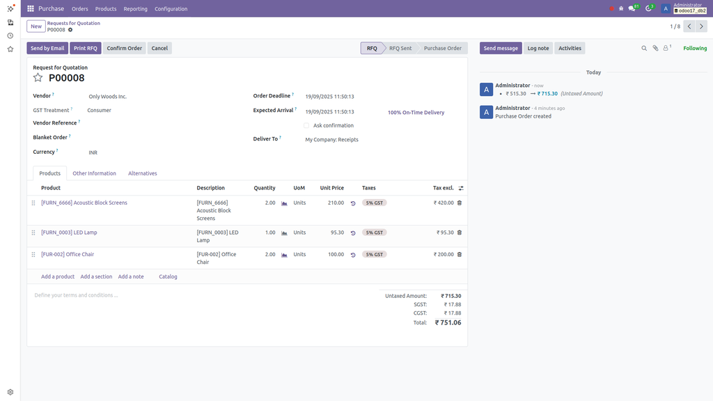 Material Request Screenshot