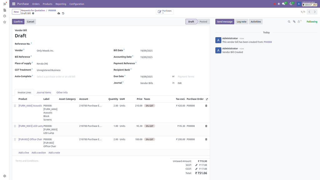 Purchase Bill Screenshot